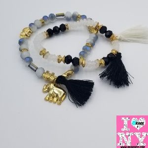 BRare Elephant Tassel Bracelet set